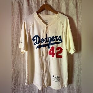 Dodgers Jackie Robinson 42 Cream Baseball Jersey